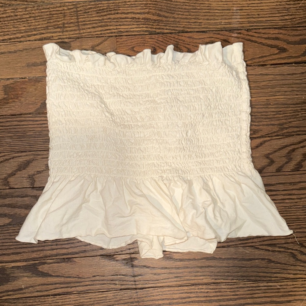 Truly Madly Deeply White Smocked Tube Crop Top